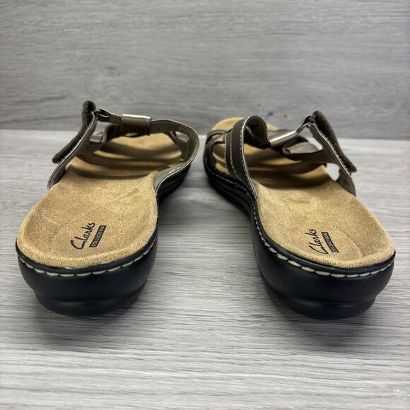 Clarks Collection Leisa Sz 9.5W Brown Metallic Leather Adjustable Straps Sandals - Picture 5 of 12